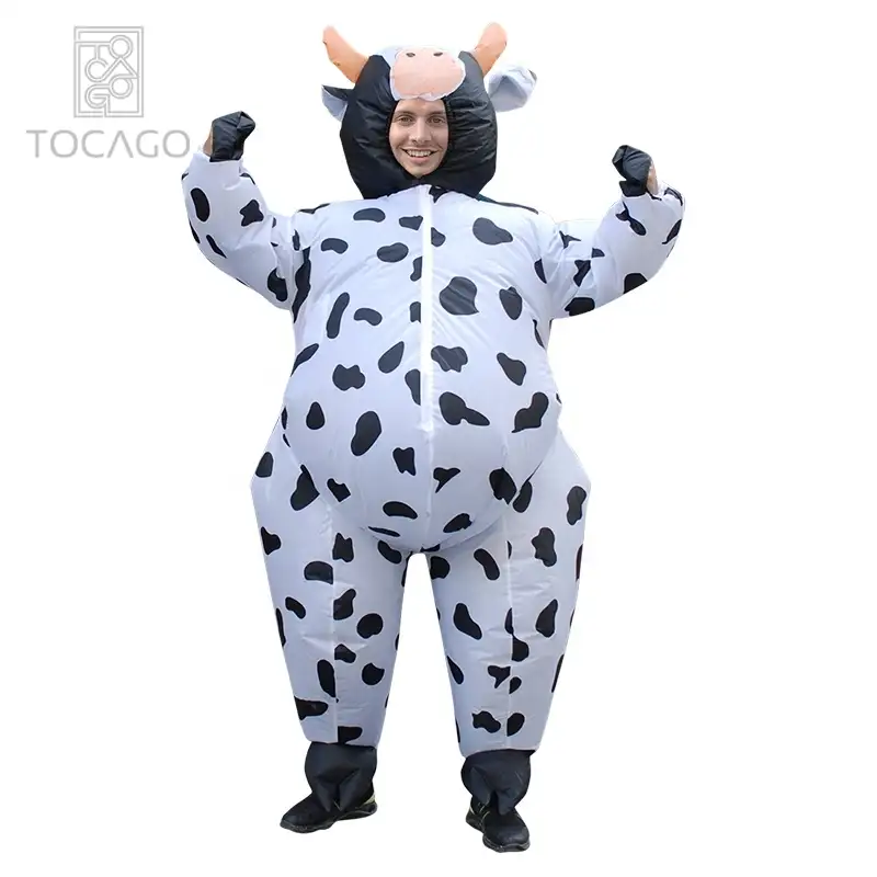 Надувной костюм молочной коровы, надувные костюмы молочной коровы, дешевый полноразмерный надувной костюм-талисман молочной коровы для взрослых