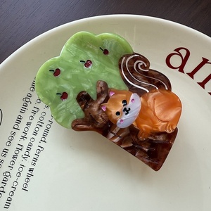 Pinza de Pelo de Acetato con Diseño de Animales del Bosque de Alta Calidad para Bodas y Navidad - Accesorio de Moda para Mujer - Product Image 2