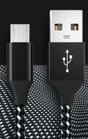 Kabel Pengisi Daya Ponsel 3 Meter, Nylon Braided Micro USB Type C, Pengisian Cepat, Kompatibel, Stok Tersedia