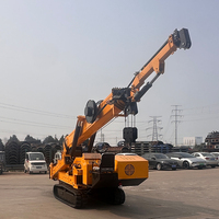 Mini-grue araignée avec moteur électrique diesel, flèche télescopique, hauteur de levage de 6 m, capacité de 1 tonne, utilisation en espace étroit