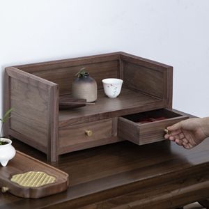 Étagère de rangement multifonctionnelle en bois de noyer noir, étagère haut de gamme en bois massif, style luxe léger, pour la <span class=keywords><strong>cuisine</strong></span> et le bureau - Product Image 2