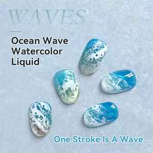 Encre liquide pour nail art <span class=keywords><strong>effet</strong></span> <span class=keywords><strong>marbre</strong></span> bleu vague océanique, facile à appliquer, 10 ml, pour design de vernis gel - Product Image 4
