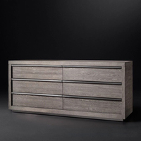 Commode à six tiroirs en chêne massif, style contemporain moderne minimaliste, avec rangement pour meubles de chambre