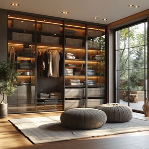 Porte en verre de garde-robe moderne personnalisée de qualité supérieure et produits de Cabinet de série en bois - Product Image 4