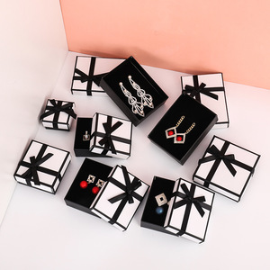 Multi-Color Rigid Jewelry <b>Box</b> Satin Bow Decor Luxury Paper Storage <b>Box</b> for Ring <b>Earring</b> Necklace Trinket Holiday Present - Product Image 4
