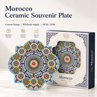 Souvenirs touristiques du Maroc, sous-verres en céramique de style marocain, sous-verres en céramique 3D, dessous de tasse avec boîte, personnalisés, sur mesure, ODM, vente en gros