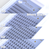 Extensions de Cils Préfabriquées de Haute Qualité 5D 6D Tige Courte, Éventails Préfabriqués 10D Faits à la Main 0.05 0.07 Tige Longue, Éventails de Volume Préfabriqués en Vrac