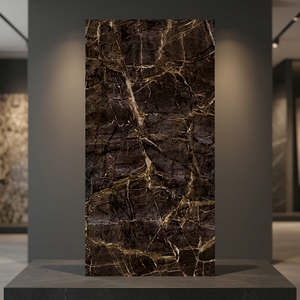 Serie de azulejos de porcelana brillante para pisos y paredes Nikola Brown Luxury Stone de 600x1200 mm - Product Image 2
