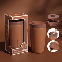 Échantillon gratuit de tasse à café étanche à couvercle rabattable tasse à café de voyage réutilisable isolée en acier inoxydable