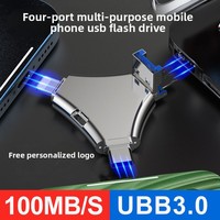 Memoria USB 2.0/3.0 de Alta Velocidad 3 en 1, Unidad Flash USB de 4GB-128GB con Conector Lightning/Tipo-C/Micro-USB, Personalizable con Logotipo para Computadoras IOS