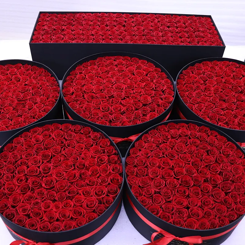 Boîte à fleurs éternelle, éternelle et immortelle personnalisée, rose éternelle éternelle, cadeau de Saint-Valentin, roses conservées dans une boîte ronde