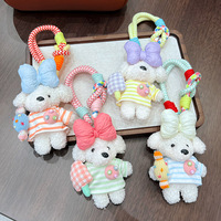 Porte-clés en peluche RW White Plush Poodle pour enfants avec bonbons colorés, porte-clés en peluche chien rembourré de 5,9 pouces, cadeau pour femmes et filles