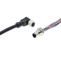Connecteur de câble M12 17 broches femelle à angle droit, étanche IP67/IP68, blindé et surmoulé, pour l'automatisation industrielle