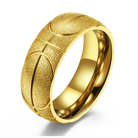 Bague Éternité Unisexe en Acier Inoxydable Plaqué Or avec Gravure Motif Basketball, Idéale pour Mariage, Fête ou Anniversaire