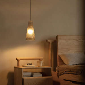 Lustre en bambou tissé en rotin fait à la main pour table à manger - Product Image 3