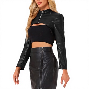 Veste en cuir véritable tendance pour femme, automne-hiver, personnalisable, avec fermeture éclair, teinte unie, col rabattu, manches longues, respirante - Product Image 3