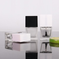 Flacon de vernis à ongles en verre transparent carré de luxe, imprimé à l'écran, avec pinceaux, étiquette privée, modèle A06 BEAUYT