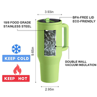 Design personnalisé Tasse de voyage isolée à double paroi Gobelets de 40oz sous vide avec paille et poignée Gobelet en acier inoxydable de 40oz sans BPA