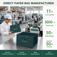 Sac cadeau en papier personnalisable de luxe, motif vert vintage, poignées, emballage en carton blanc imprimé offset pour bougies artisanales
