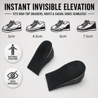 Semelles intérieures ajustables à coussin d'air pour augmenter la hauteur, rehausseurs de talon empilables de 6 cm pour hommes et femmes