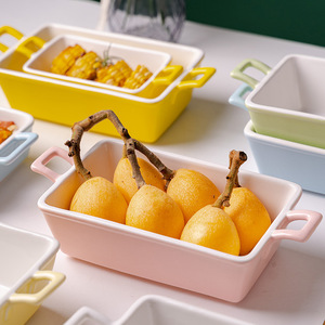 Assiette rectangulaire en porcelaine Ins, style moderne et épuré, pour la cuisson, le riz fraîchement cuit, les desserts et les fruits, JADE GY007 - Product Image 3