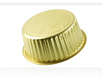 Boîte d'emballage jetable en aluminium doré ronde et étanche pour mousse et pouding