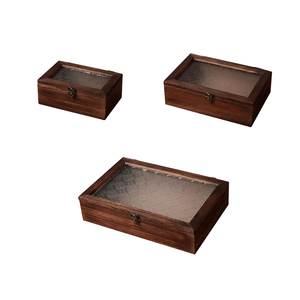 Caja de Almacenamiento Cuadrada de Madera Ecológica, Estilo Nórdico Retro, Caja Decorativa de Madera Maciza con Flor de Begonia y Tapa de Bambú - Product Image 2