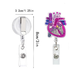 Wholesale heart-shaped sheet metal easy-pull buckle back clip retractable hospital nurse anti-loss name tag <b>ID</b> <b>holder</b> in stock - Product Image 4