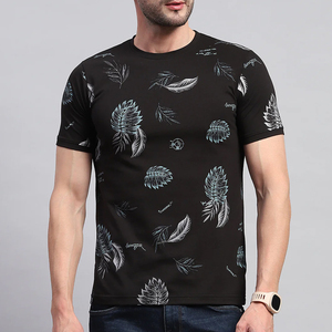 T-shirt blanc à manches courtes pour homme avec motif abstrait coloré peint à la main, col rond, coupe classique, style décontracté - Product Image 2