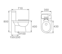 Inodoro de dos piezas ORTONBATH África Nigeria con lavabo superior y cisterna con función de bidé