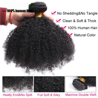 Prêt à Expédier Cheveux Humains Brésiliens Vietnamiens Afro Crépu Bouclé 1B en Faisceaux avec Closure Bruts Non Transformés Extensions 4B 4C Style Bande Adhésive