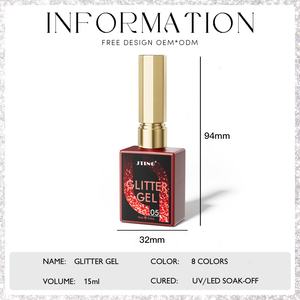 JTING – Lot de 8 vernis à ongles gel pailletés haute pigmentation, style Noël, couleurs scintillantes, étiquette privée OEM - Product Image 2