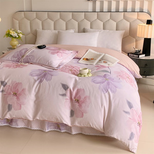Parure de lit 4 pièces en coton brossé 100% épaissi, pur coton, 200x230, chaude pour l'automne et l'hiver, <span class=keywords><strong>220x240</strong></span>, lit <span class=keywords><strong>double</strong></span> - Product Image 5