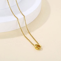 Collier double cercle géométrique entrelacé en acier inoxydable plaqué or 18 carats PVD pour femme, vente en gros MICCI
