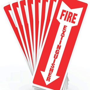 Señal de extintor de incendios de 4x12 pulgadas, vinilo rojo, adhesivo de seguridad autoadhesivo impermeable para uso industrial - Product Image 1