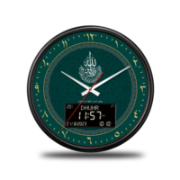 Jam Dinding Azan Muslim Klasik Versi Baru 2026, Jam Bundar Masjid dengan Alarm LCD dan Pengingat Berbagai Suara Azan