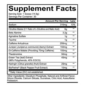 Oem Private Label 447G Blik Actieve Ingrediënten Pre-<span class=keywords><strong>Workout</strong></span> Supplementen Pre-<span class=keywords><strong>Workout</strong></span> Poeder - Product Image 2