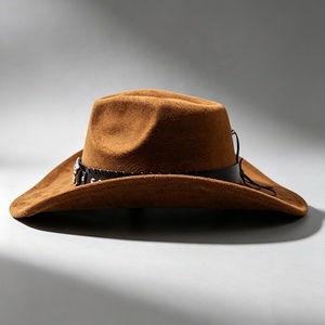 Sombrero de vaquero clásico unisex al por mayor, de tela de gamuza, ala ancha, para exteriores, estilo Fedora, sombrero de vaquero occidental de jazz personalizado unisex - Product Image 2