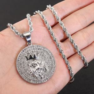 Kalung liontin singa rantai sambungan baja tahan karat berlapis kalung berbentuk <span class=keywords><strong>Solid</strong></span> pemasok Tiongkok kustom gaya pria keren - Product Image 5