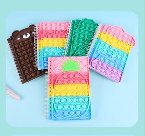 A5彩虹硅胶盖螺旋笔记本卡通减少烦躁泡泡儿童笔记本 - Product Image 1