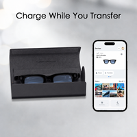 Étui de batterie externe en cuir PU premium avec indicateurs LED, chargeur 2000 mAh, nouveau boîtier de charge pliable pour lunettes Samsung AI