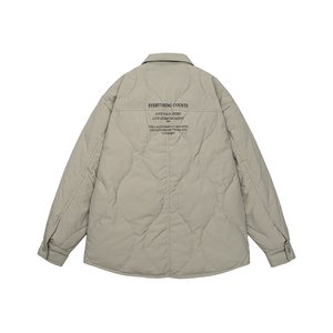 男士绗缝羽绒工作服羽绒服外套翻领纽扣口袋冬季大码加厚超大号 6XL 7XL - Product Image 3