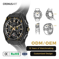 Montre automatique squelette tourbillon pour homme CRONUSART, lumineuse, étanche, bracelet en fibre de carbone, montre-bracelet de luxe