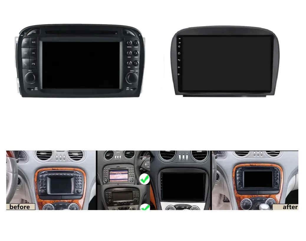 UPSZTEC หน้าจอสัมผัสระบบ Android DVD GPS,เครื่องเล่นวิดีโอสำหรับ Mercedes Benz SL Class R230 2001 2002 2003 2004