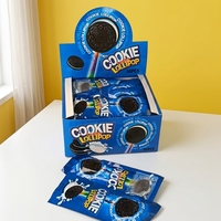 Sucettes en forme de biscuits, multicolores, saveur chocolat, emballées individuellement, boîte de présentation pour enfants