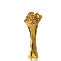 Ornement de rose en métal plaqué cuivre poli sur mesure, style trophée, fleurs décoratives, hauteur 220 mm, couleurs personnalisables
