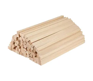2023 homemade cheap solid unfinished hardwood square wood sticks natural wooden dowel rods for diy craft supplies