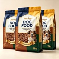 Sachet à fond plat imprimé sur mesure OEM 5kg 10kg 20kg pour aliments pour chiens, sachet d'emballage haute barrière pour aliments pour animaux de compagnie avec certification FDA UE