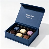 Boîte d'emballage à rabat de haute qualité, fermeture magnétique personnalisée, emballage de chocolat, boîte à bonbons multi-compartiments avec logo personnalisé
