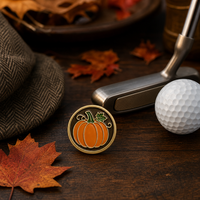Marqueur de balle de golf en gros avec clip pour chapeau, motifs Thanksgiving (Dinde, Citrouille), finition Bronze antique et Or, thème Noël, cadeau personnalisé